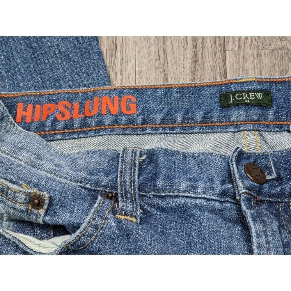 J. Crew Womens Size 29 Pockets Hipslung Whiskered‎ Denim Blue Jeans Capris